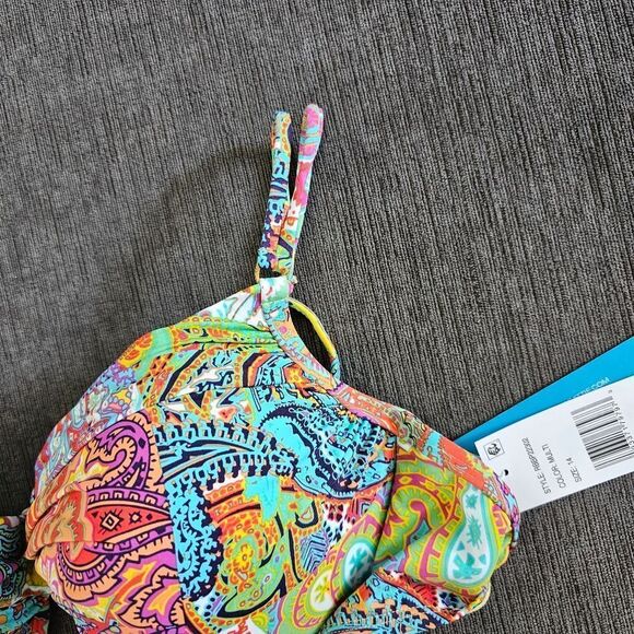 Bleu Rod Beattie Multicolor Paisley padded Bikini Top - Picture 4 of 12
